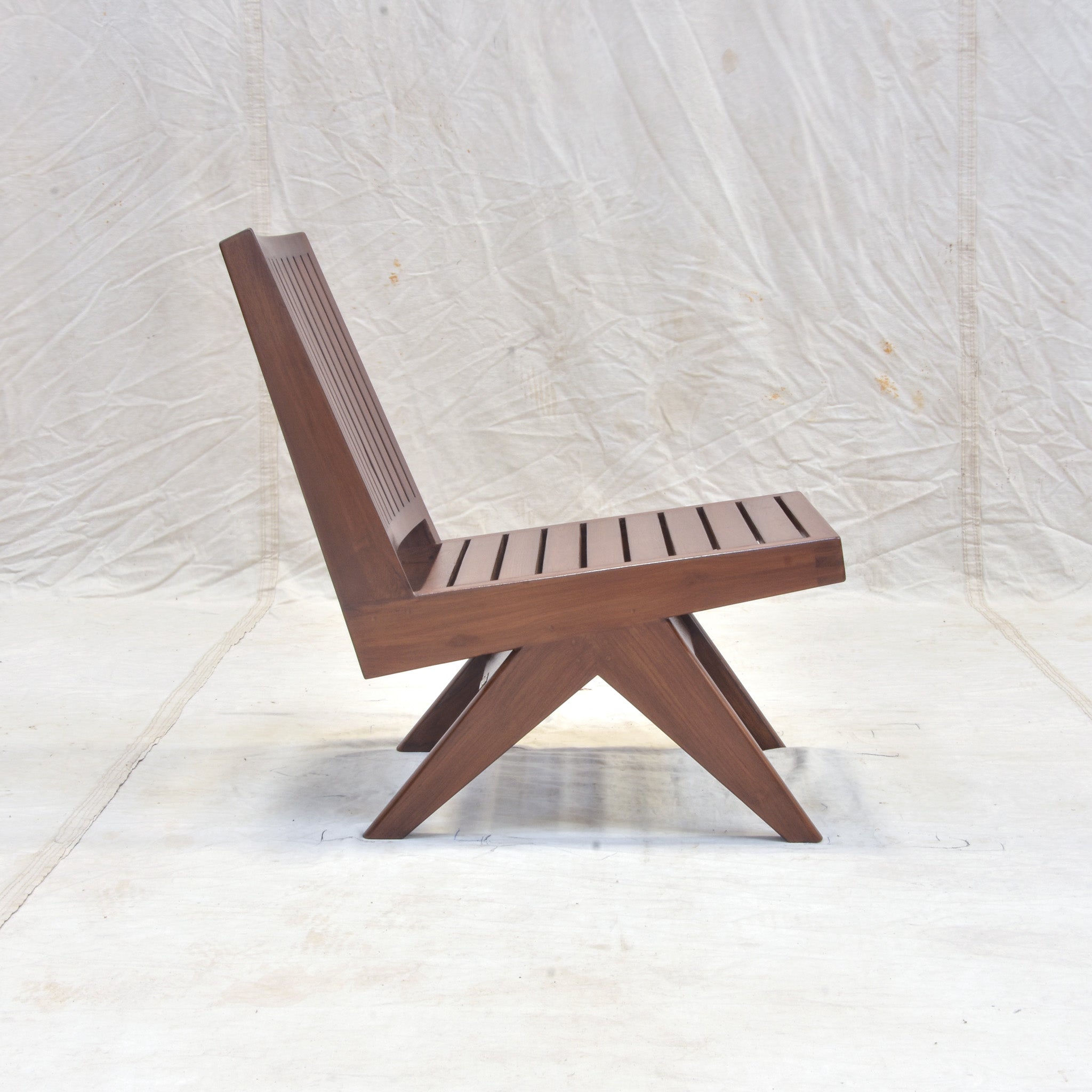 Pierre Jeanneret Slatted Armless Easy Chair-3