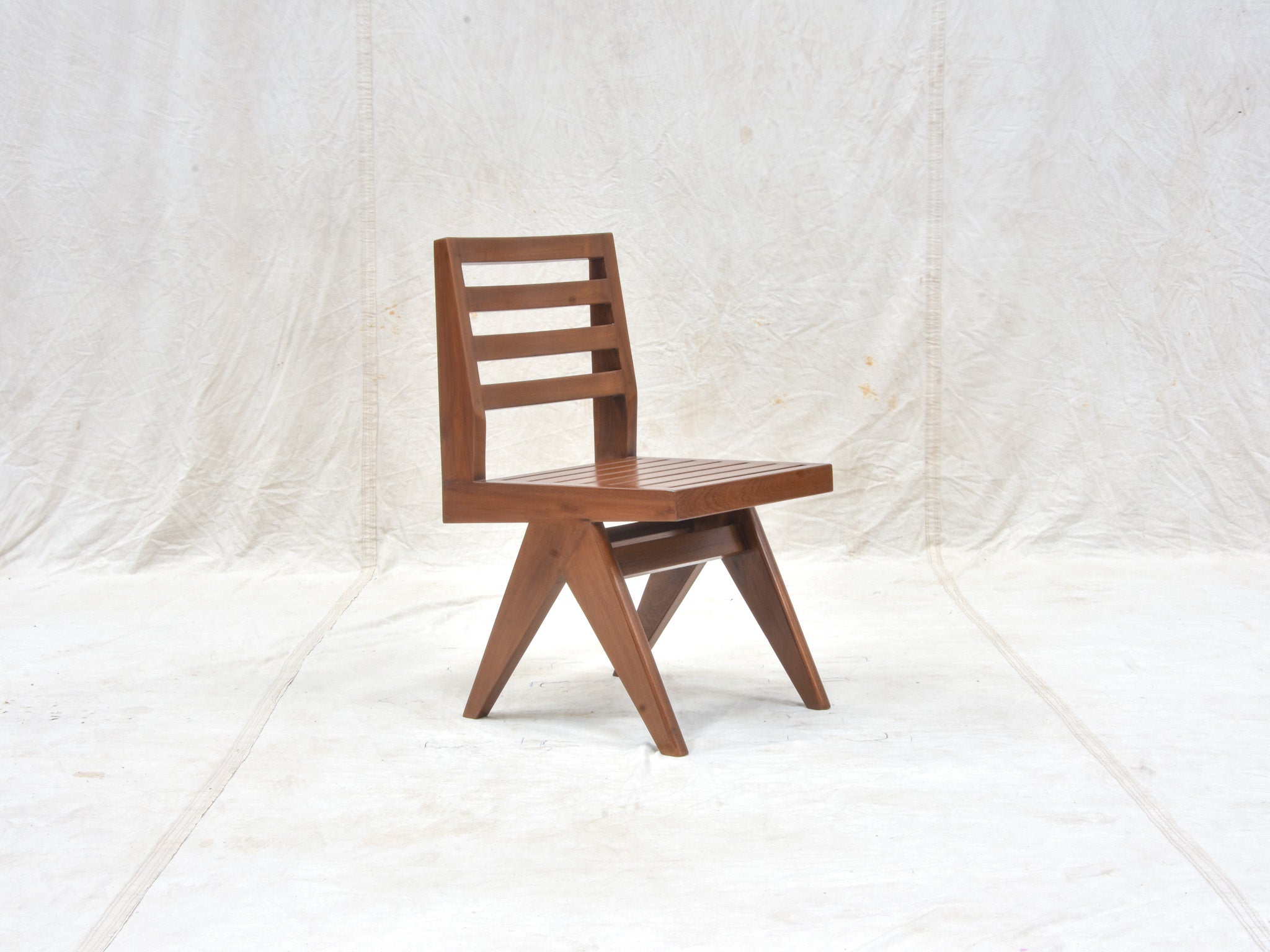 Pierre Jeanneret Slatted Student Chair-outdoor teak furniture-1